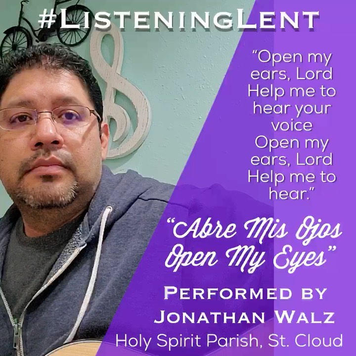 Jonathan Walz from @holyspiritstcloud performs our last featured song for #listeninglent Listening has been the theme for this Lent, as people around the diocese were trained to be “listeners” for the Synod process. For more info about the Synod visit www.stcdio.org and scroll down to  the Synod information page. @synod.va #ListeningLent #Lent2022 #ListeningChurch #catholicsofinstagram